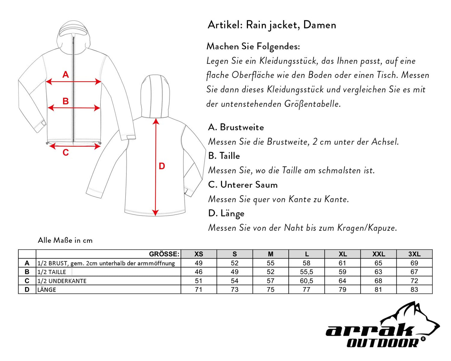 Arrak Regenjacke für Damen